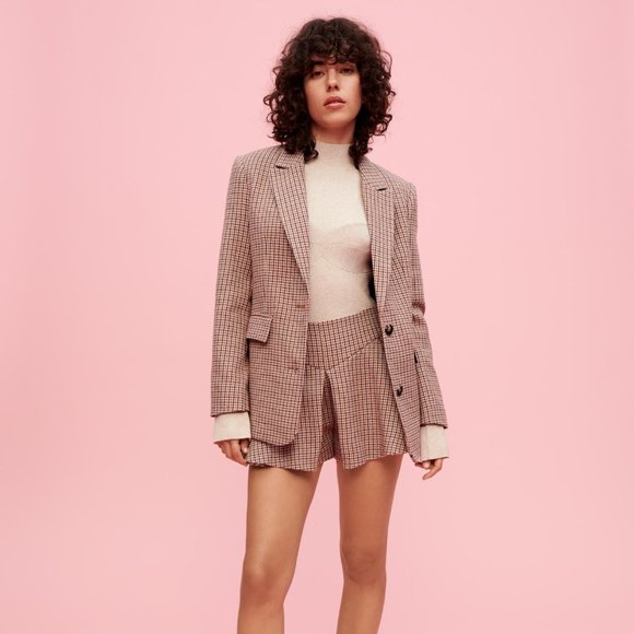 Maje Dresses & Skirts - Maje Houndstooth Camel Skirt-Style Shorts